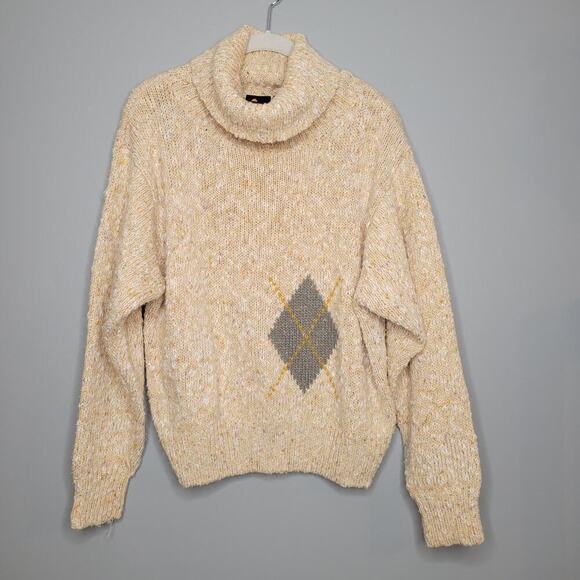 LizSport sweater women's size‎ L beige cotton blend cowl neck classic 80's 90's - Picture 2 of 10